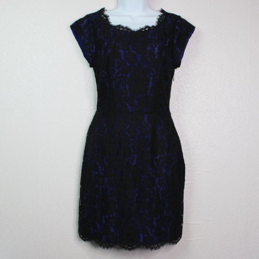 Joie Black & Blue Lace Cocktail Mini Dress
